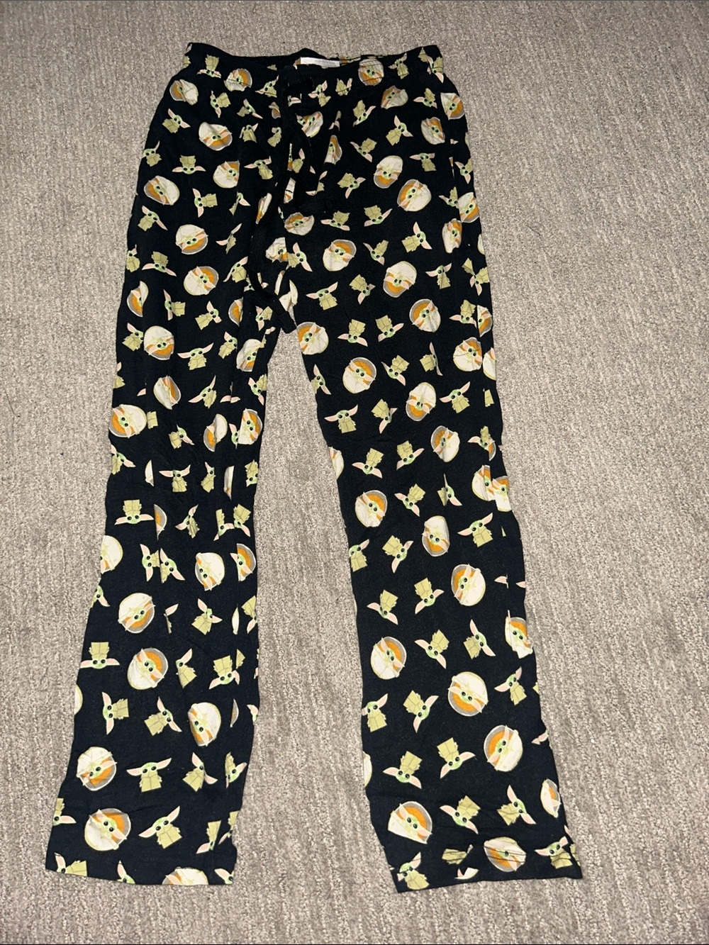 Womens Black Pajama Pants with Yoda Character Print